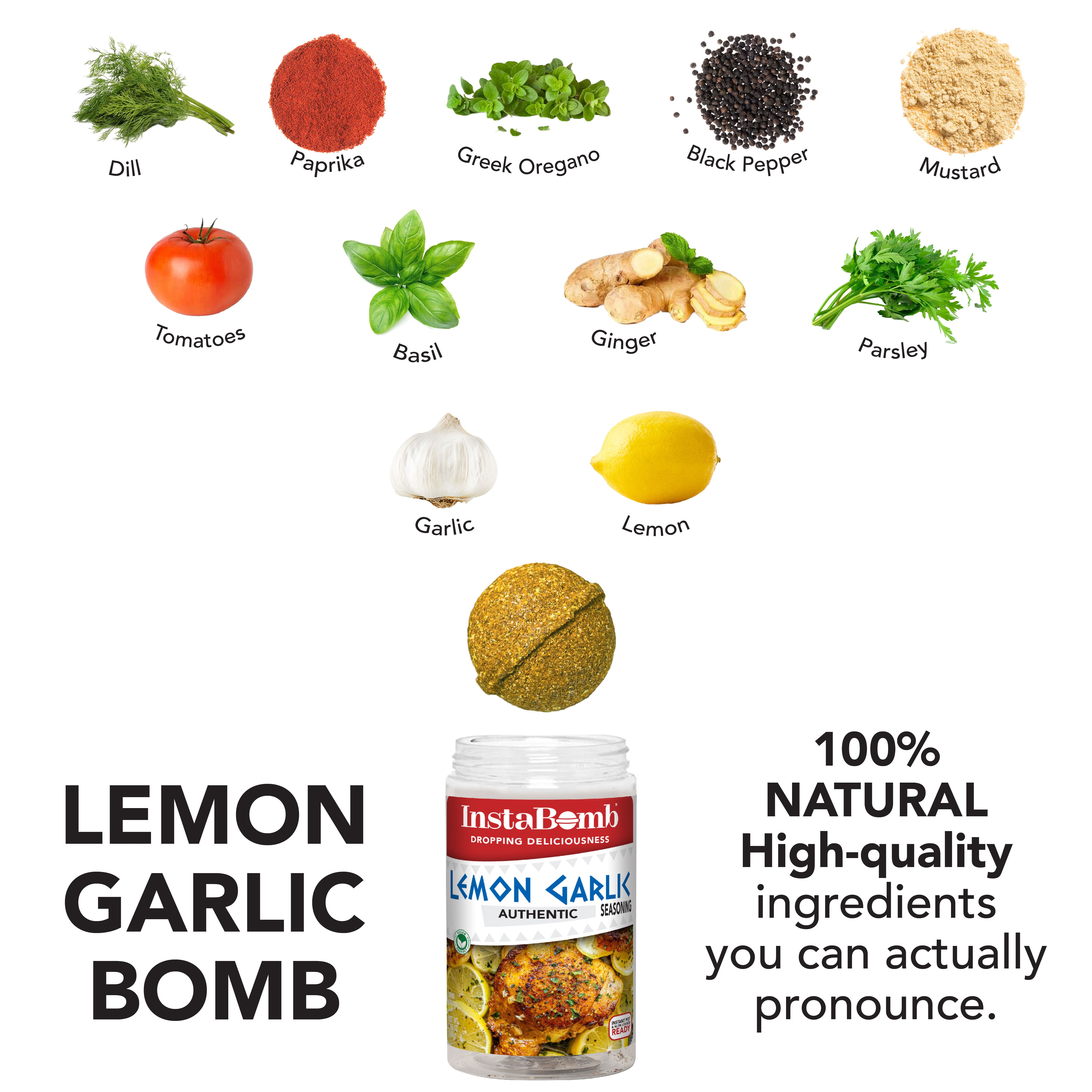 Lemon Garlic: 2 Bombs Per Jar, Feeds 16 People