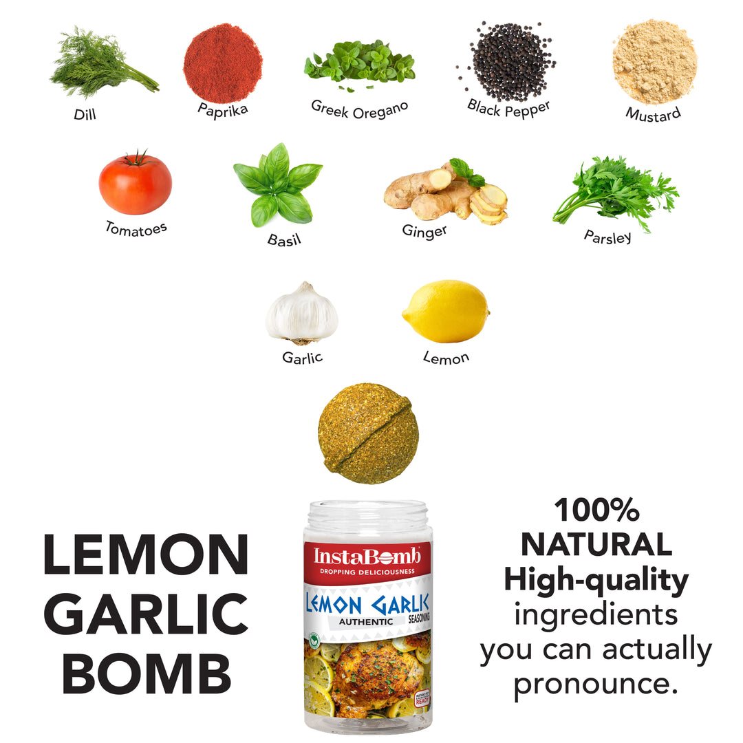 Lemon Garlic: 2 Bombs Per Jar, Feeds 16 People