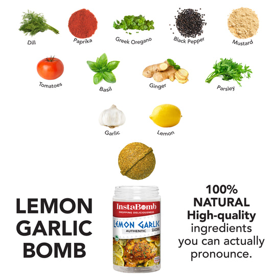 Lemon Garlic: 2 Bombs Per Jar, Feeds 16 People