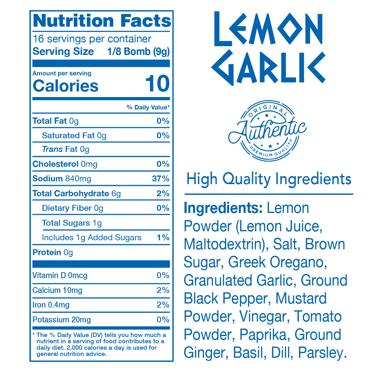 Lemon Garlic: 2 Bombs Per Jar, Feeds 16 People