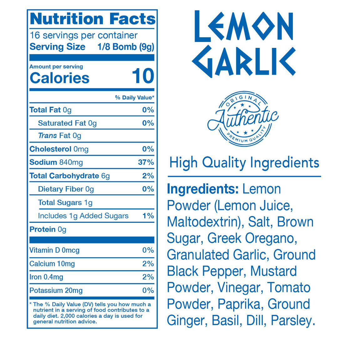 Lemon Garlic: 2 Bombs Per Jar, Feeds 16 People