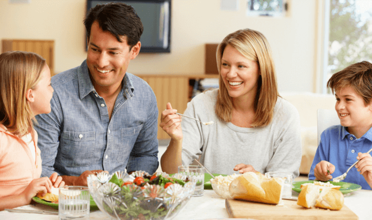 Family enjoying dinner