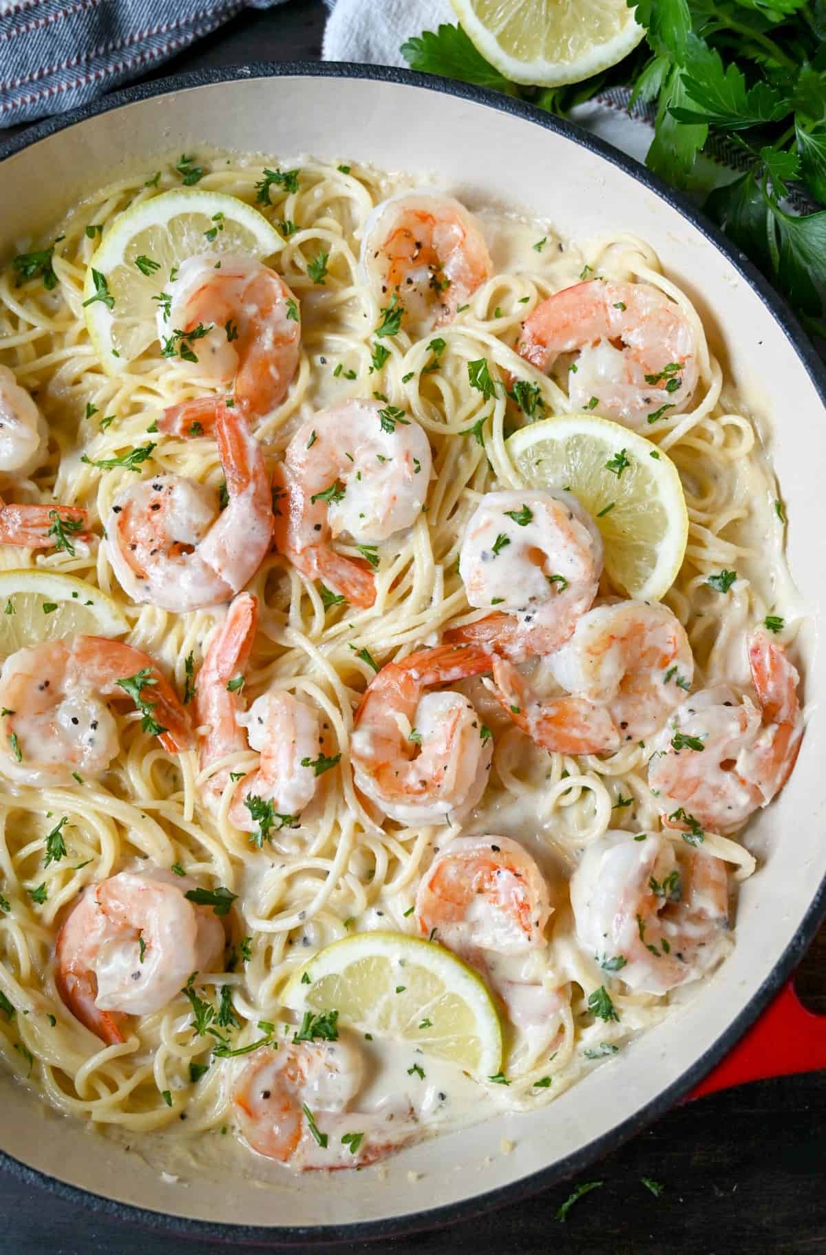 Creamy Lemon Garlic Shrimp Pasta