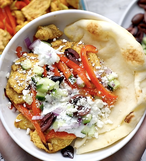 Greek Lemon Garlic Chicken Pita Wrap